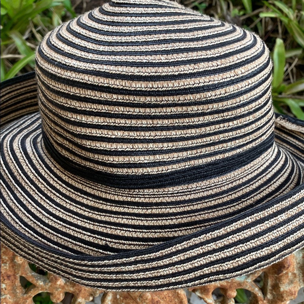 Bet Mar New York Striped Black and Tan Sun Hat